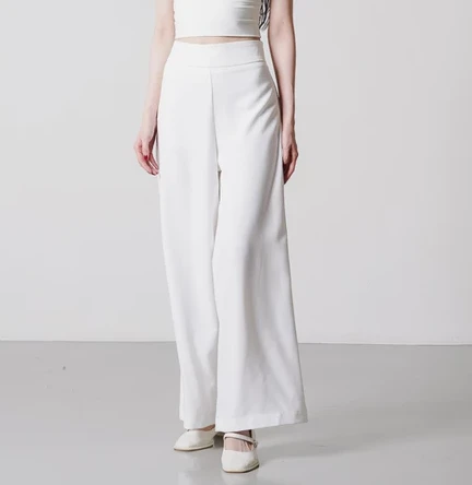 This Is April Celana Panjang Kulot Highwaist Wanita Stylish Shana Pants White