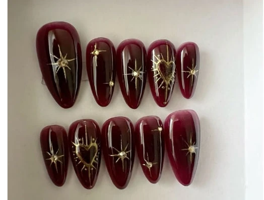 Press On Nails Maroon